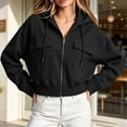 thumbnail image 5 of APEXFWDT Cropped Zip‑Up Hoodie Jacket Women Full Zip Hooded Sweatshirt with Flap Cargo Pockets, 5 of 7
