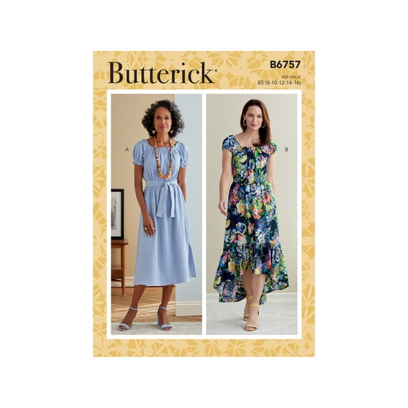 Butterick Sewing Pattern 6757 - Misses' Dresses & Sash, Size: F5 (16-18-20-22-24)