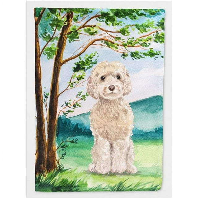Carolines Treasures CK2019CHF Under the Tree Goldendoodle Flag Canvas House Size
