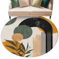 thumbnail image 2 of Boho Middle Century Large Round Rug 8 FT, Non Slip Living Room Area Carpet, Abstract Orange Geometric Leaves Washable Soft Circle Rug Non-Shedding Floor Carpet for Bedroom Office Dining Room, 2 of 9
