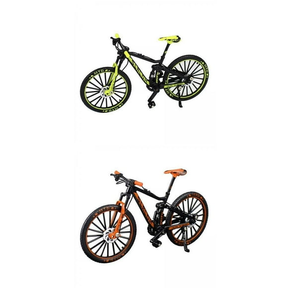 Milaget 2x 1/10 Model Mountain Bike Bike Toy Finger Bike Decor Crafts Gifts