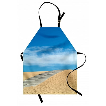 

Beach Apron Wooden Path over a Sand Dune Secret Paradise Beach for Recreation and Clam Photo Unisex Kitchen Bib Apron with Adjustable Neck for Cooking Baking Gardening Cream Blue by Ambesonne