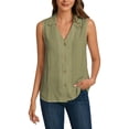 thumbnail image 2 of Chiffon Tank Tops for Women Summer V Neck Collared Button Up Loose Sleeveless Shirt Dressy Casual Work Blouse Vest Tops, 2 of 8