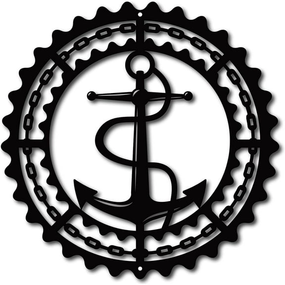 Boat Anchor Nautical Metal Wall Art Decorate Rustic Signs Black Hanging Cutout Decoration for Christmas Halloween Home Decoration Indoor Living Room Aesthetic Bedroom Decor 12x12inch