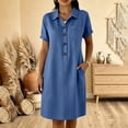 thumbnail image 2 of SAWOBUUN Womens Casual Shirt Dress Short Sleeve Collared Button Midi Dress Loose Fit Tunic Sundress with Chest Pocket, 2 of 6