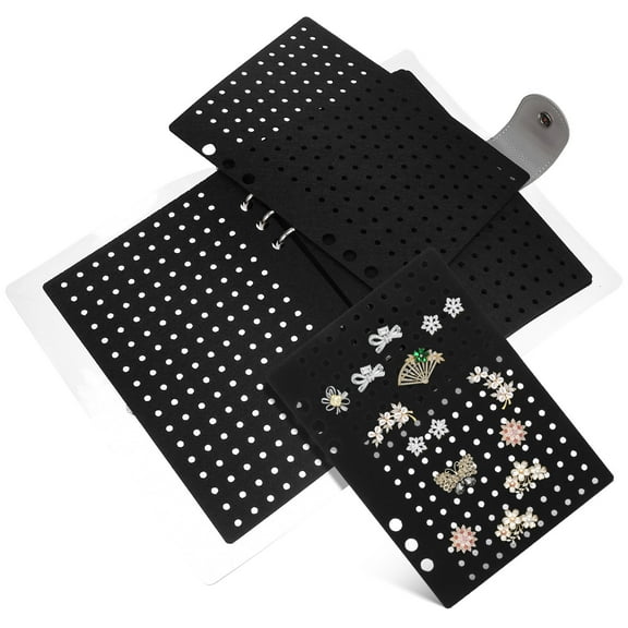 Pin Board Display Portable Binder Jewelry Book Organizer Black