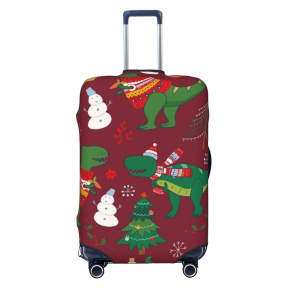 Xecao Dinosaur Christmas Happy New Year print Elastic Luggage Cover, with double-sided print , is perfect for travel, business, and daily use