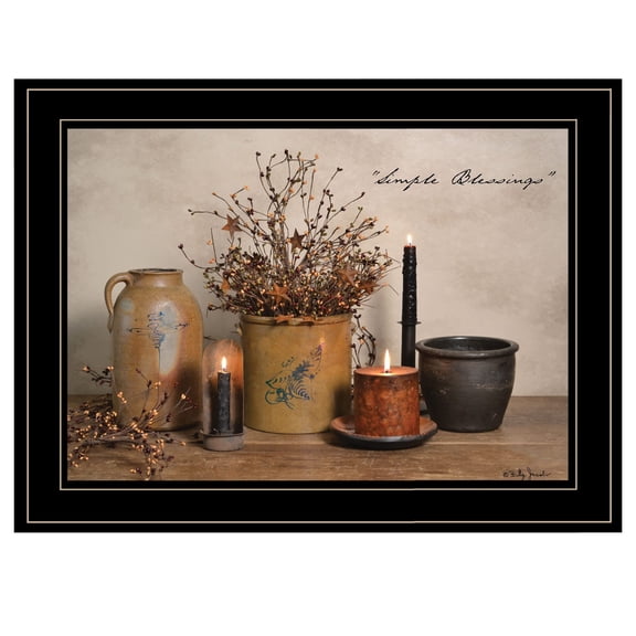 HomeRoots Simple Blessings 2 Black Framed Print Wall Art
