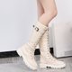 thumbnail image 1 of Botas de cuero con plataforma de otoño para mujer, botas de talla grande con suela gruesa y cordones con cierre de cremallera a la moda Wmkox8yii  sa2206, 1 of 7