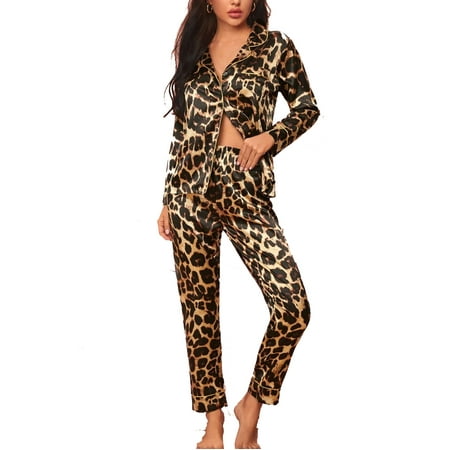 

Leesechin Clearance Women s Sleepwear Set Loungewear Home Clothes Long Sleeved Homewear Solid Color Silk Like Shirt Trousers Thin Pajama Suit