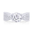thumbnail image 2 of Round Cut Lab Created Moissinate Diamond 3-Stone Wedding Engagement Ring In 14K White Gold Over Sterling Silver(G-H Color,VVS1 Clarity,2.00 Cttw)-8.5, 2 of 8