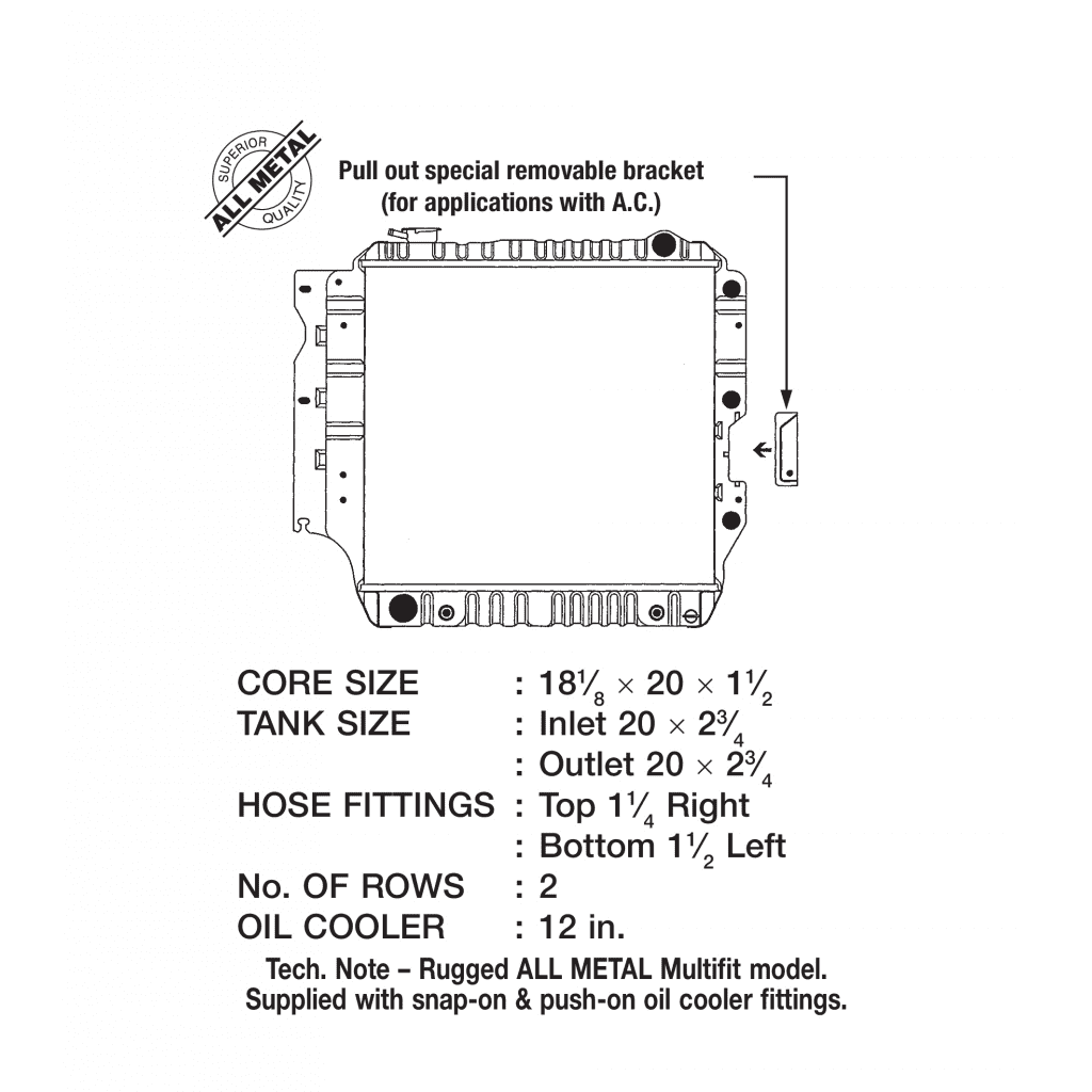CSF 2576 Radiator 2 Row All Metal For Jeep Wrangler 2.5L 4.0L 1987-2002 NEW