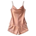 thumbnail image 5 of Xunmmm Womens Pajamas Set Satin Halter Tank Top and Short Thin Strap V Neck Two Piece Set Sleepwear Comfortable Loungewear Outfit, 5 of 7