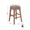 thumbnail image 3 of Maui 29.5" Rustic Bohemian Hyacinth/Wood Backless Bar Stool, Brown Wash Woven Seat with Natural Wood Frame, 3 of 9