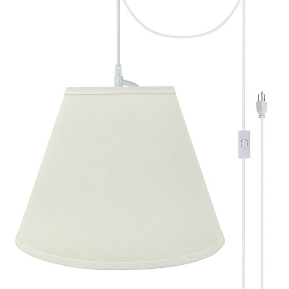 Aspen Creative 72197-21 One-Light Plug-In Swag Pendant Kit with Empire Lamp Shade, Off White