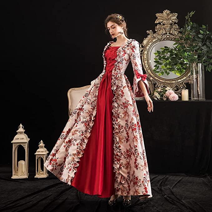open lace back dress Red Baroque Palace Print Lace Classic Princess Lolita Dress  LolitaInside