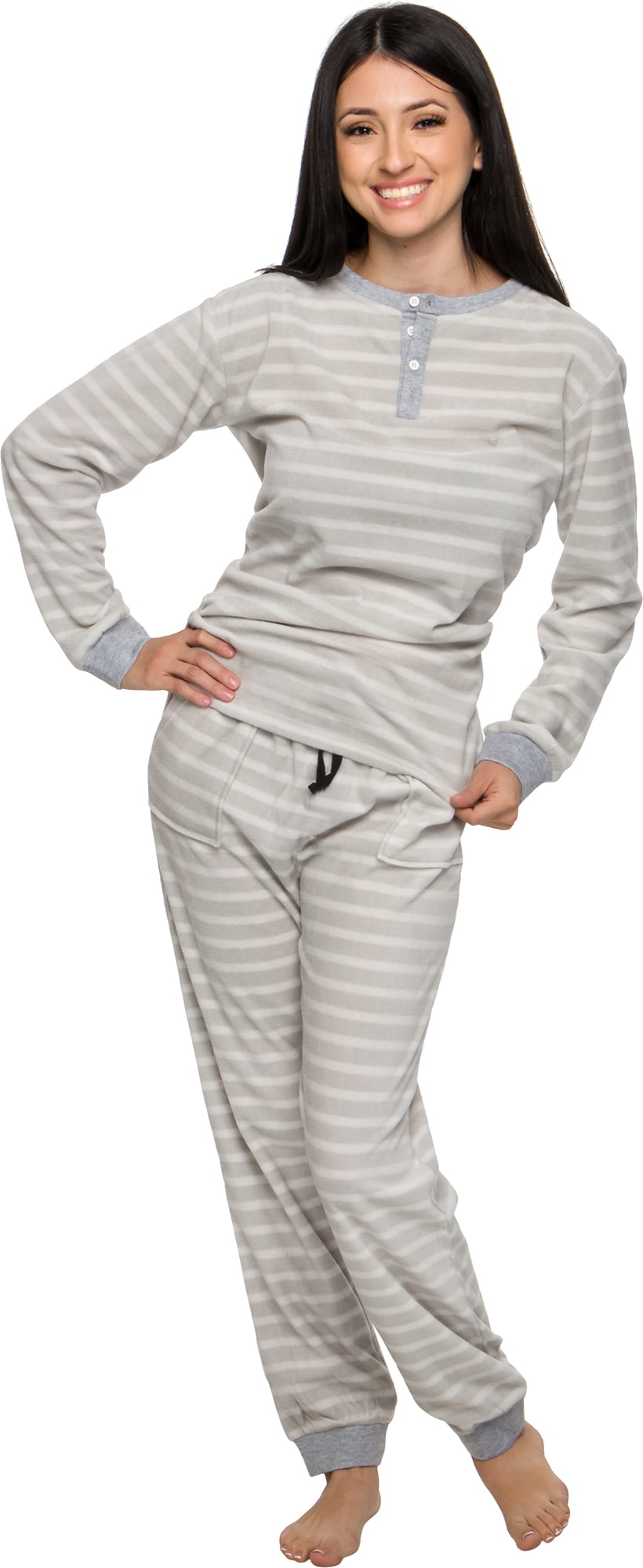 Silver Lilly Womens Pajama 2 Piece Set Soft Fleece Loungewear Striped Pjs Pink X Small Walmart Com Walmart Com