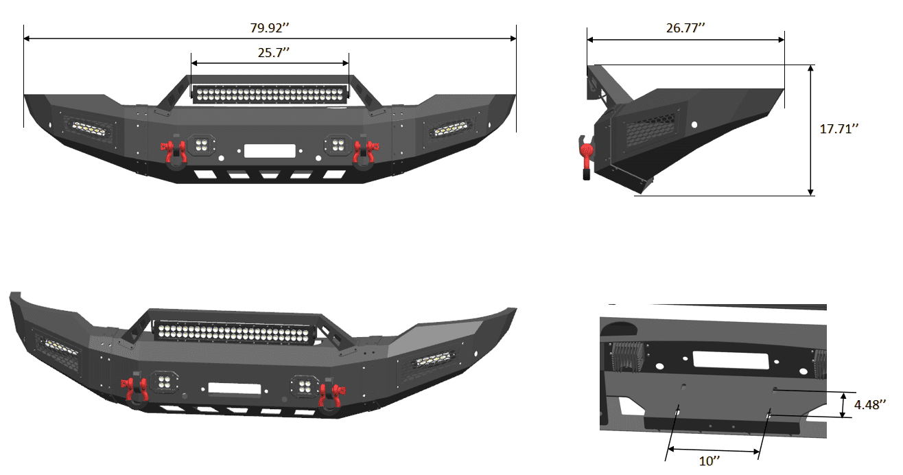 Vijay Compatible with 2006-2007-2008 Dodge Ram 1500 Steel Front Bumper with LED Lights and D-Rings