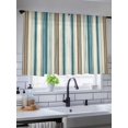 thumbnail image 3 of Sheer Curtains 45 Inches Long, Turquoise Beige Light Filtering Window Curtains for Living Room, Boho Vertical Stripes Bohemian Retro Rod Pocket Voile Sheer Curtain Drapes, 52"W x 45"L, 2 Panels, 3 of 8