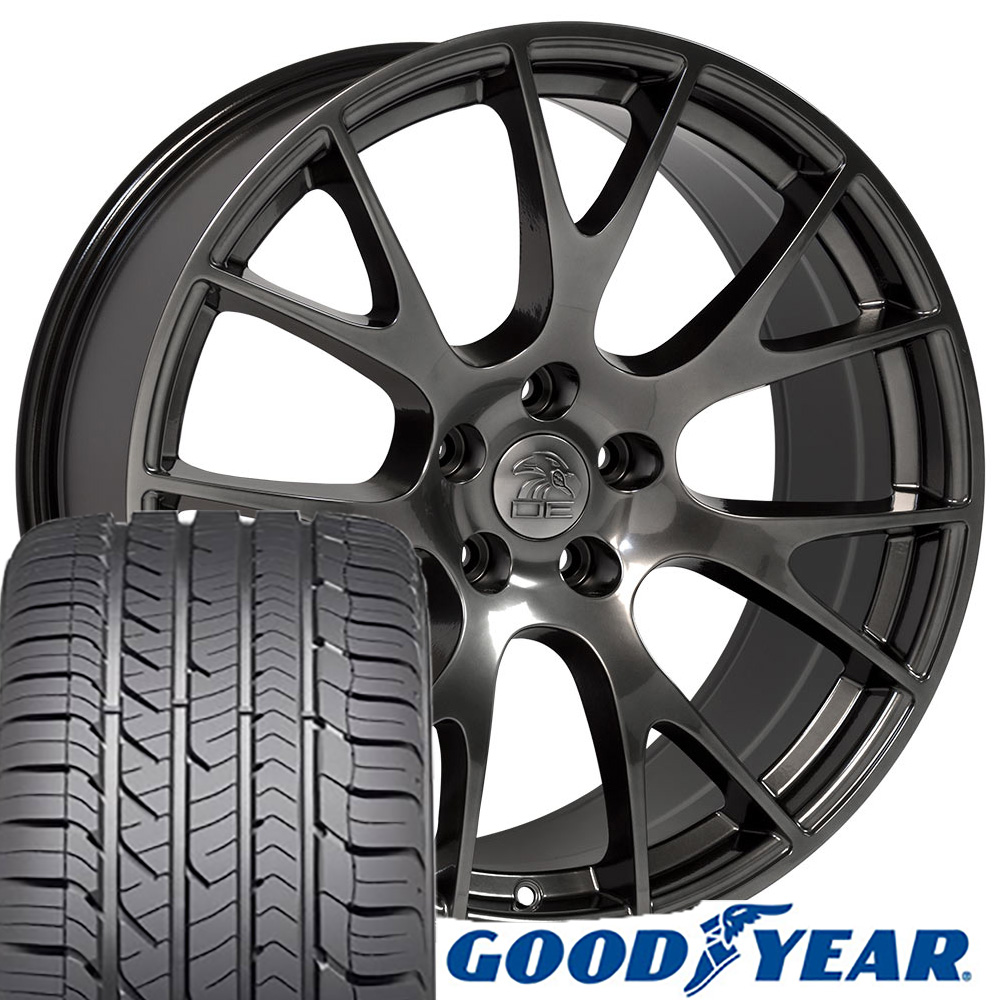 22x10 Wheels & Tires Fit Dodge, RAM Trucks Hellcat Style Hyper Black