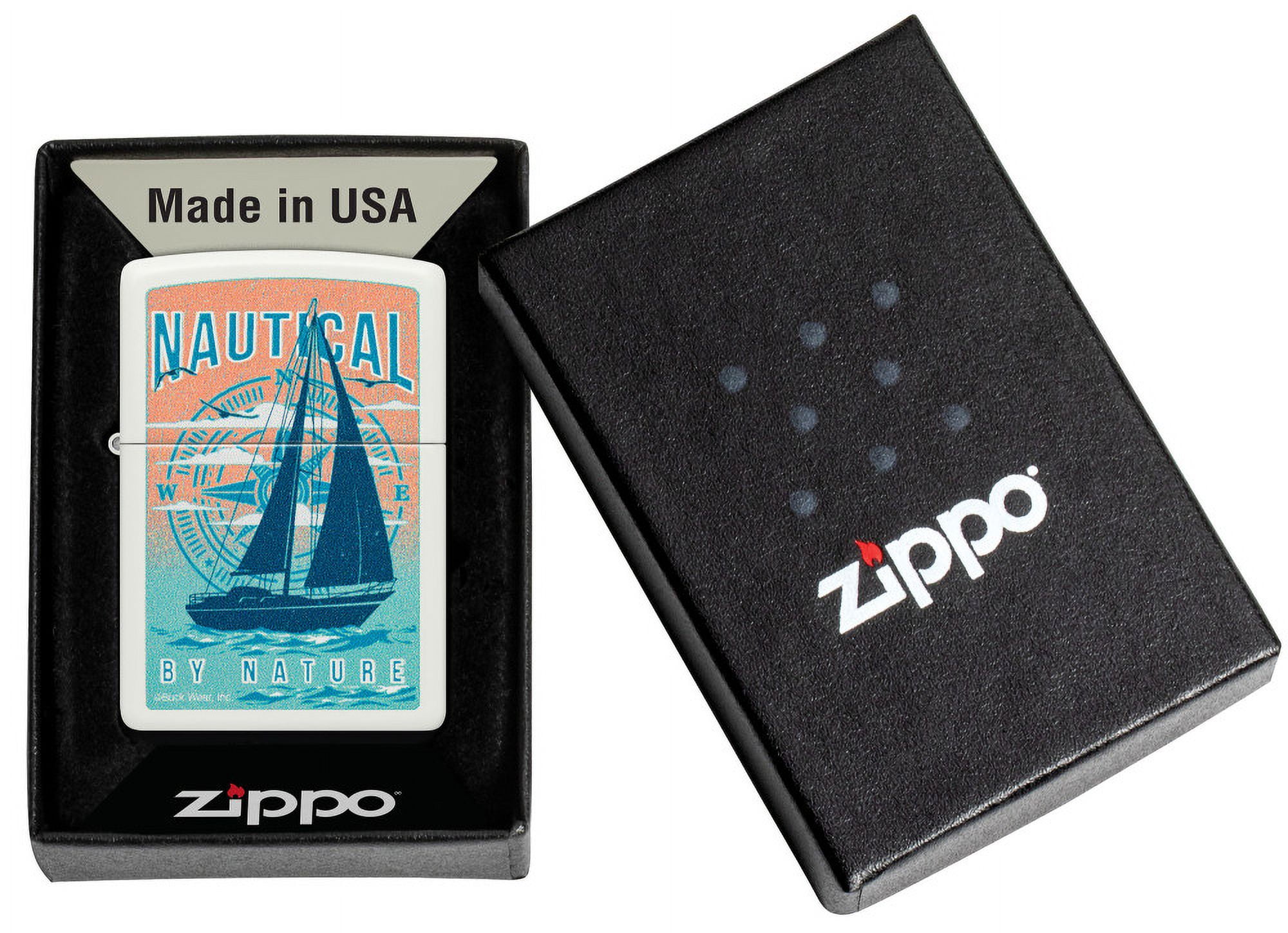 Zippo Buck Wear Nautical Design White Matte Pocket Lighter