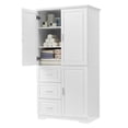 thumbnail image 2 of IVV Modern Freestanding Large Storage Cabinet with 3 Doors and 3 Drawers, Adjustable Shelf, Anti-Tip Kit, for Bathroom, Office, Kitchen, 32.6"L x 19.6"W x 62.2"H, White, 2 of 9