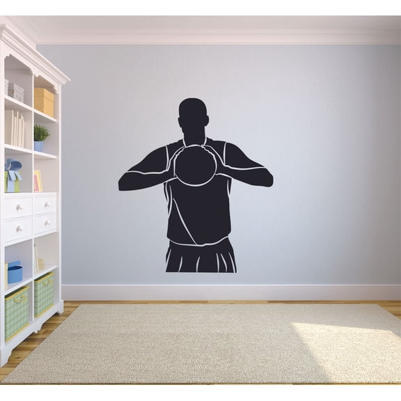 Basketball Sports Player Silhouette Athlete Wall Sticker for Girls/Boys Bedroom Children Kids World Cup FIBA NBA Sport Fans Rooms Gym Home Art Murals Decals Wall Art Vinyl Decoration Size (20x18 inch)