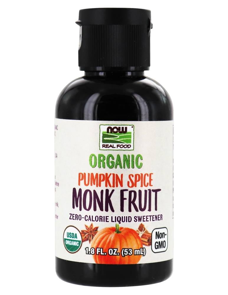 NOW Foods Organic Monk Fruit ZeroCalorie Liquid Sweetener Pumpkin