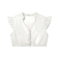thumbnail image 4 of THDHVS Girls Shirts,Lace Flower Hollow Out Ruffle Trim Short Sleeve Crop Top Oktoberfest Wear for Girls,Girls Tops White 9-10 Years, 4 of 6