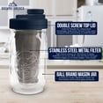 thumbnail image 3 of Cold Brew Coffee Maker Kit: Wide Mouth Mason Jar with Screw Top Lid, Stainless Steel Filter for Delicious Brewed Coffee, Infused Tea, Alcohol - 1 Quart 32 oz Old Glory Blue, 3 of 7