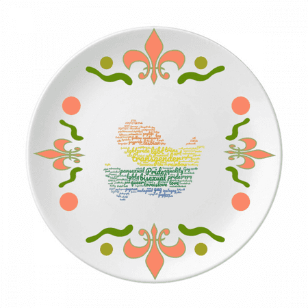 

Bird Peace Rainbow Lgbt Wordcloud Flower Ceramics Plate Tableware Dinner Dish