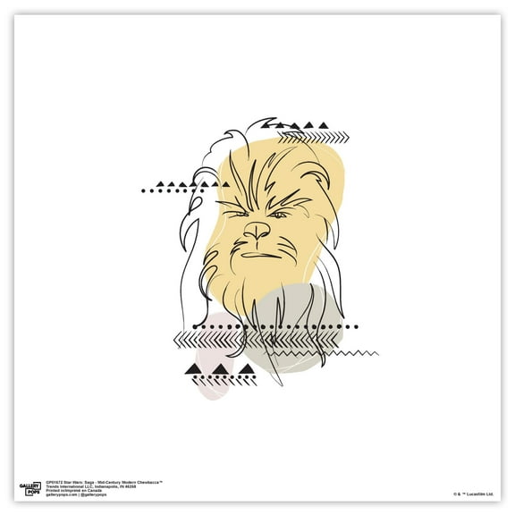 Gallery Pops Star Wars: Saga - Mid-Century Modern Chewbacca Wall Art, Unframed Version, 12" x 12"