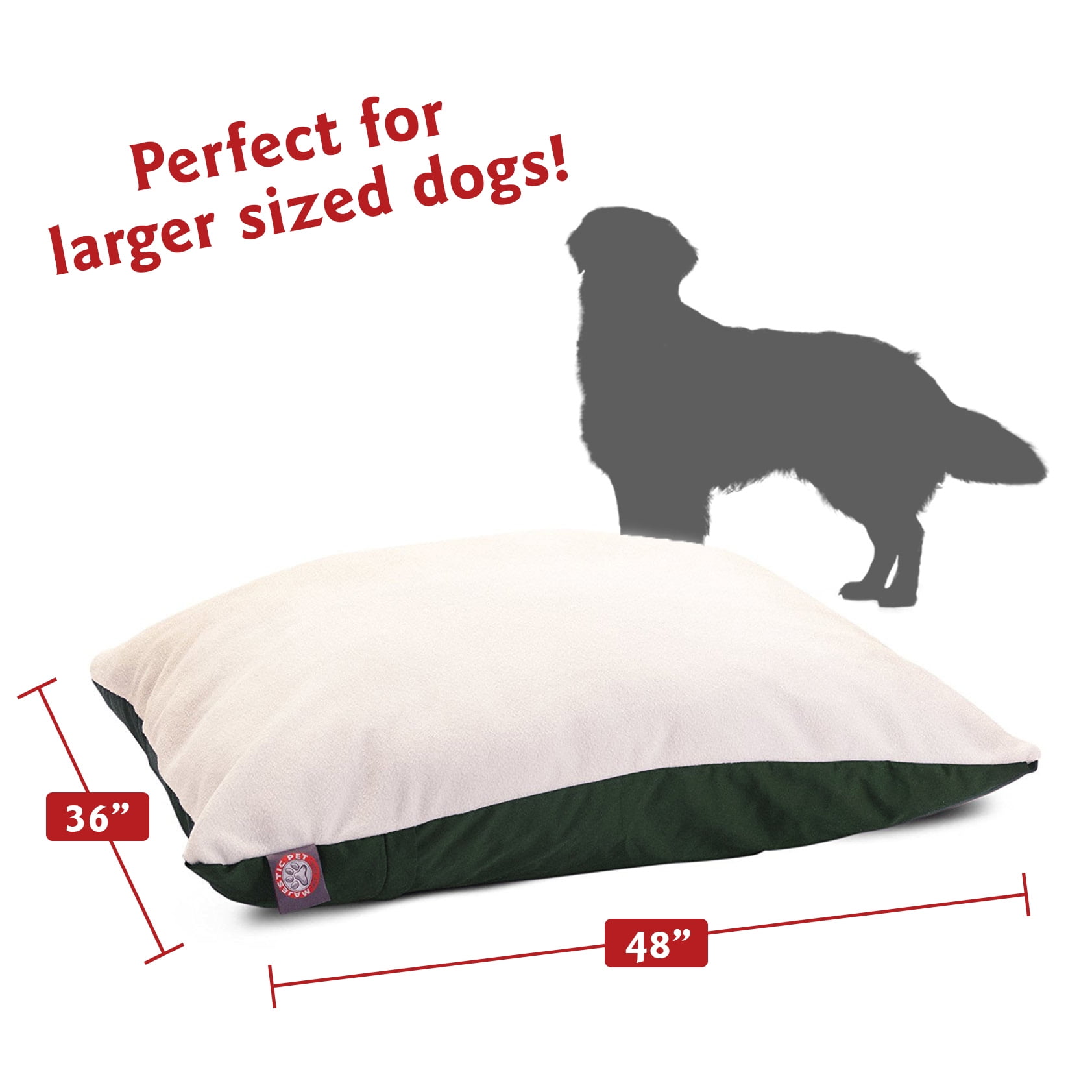 Majestic Pet | Poly/Cotton Rectangular Pillow Pet Bed For Dogs, Removable Cover, Green, Medium