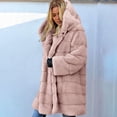 thumbnail image 2 of Women's Winter Parka Overcoat Faux Fur Coat Jacket with Hooed Fleece Plush Long Sleeve Open Front Coat Cardigan, 2 of 6
