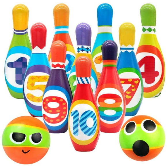 Bowling Kids Skittles Set Skittles Game Bowling Ball Boules Game Outside Indoor Toy Gift For Children Boys Girls From 3 4 5 Years (10 Skittles And 2 Balls), (Multi-Way)