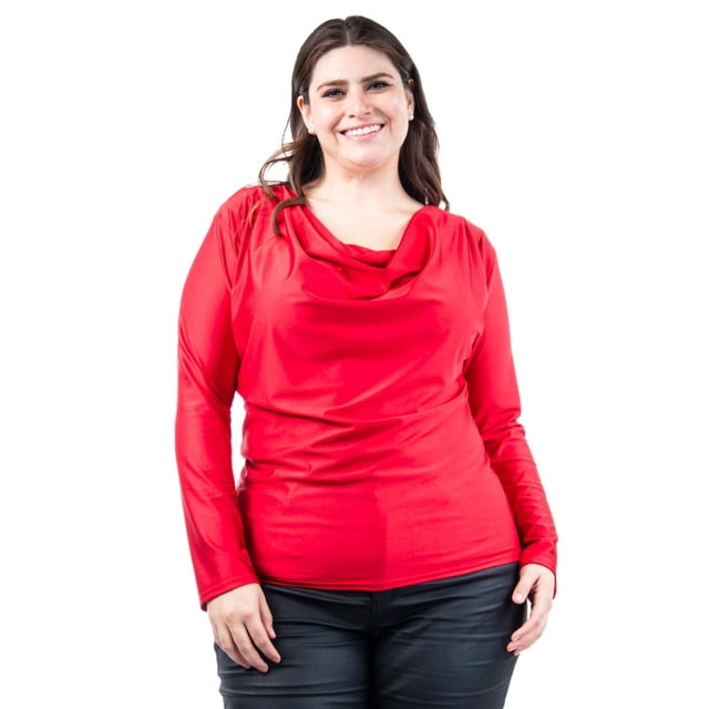 Blusa elegante de satén Roman Fashion Talla Extra 42 Rojo