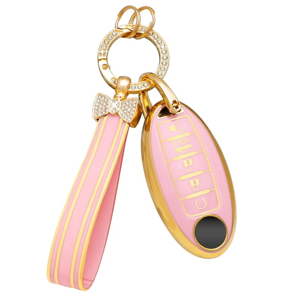 Key Fob Cover for Nissan 5 Button Altima Sentra Rogue Maxima Armada Murano Pathfinder Versa Green Car Keys Case Shell Full Covers Protector Accessories Bling Keychain Girly Women TPU