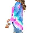 thumbnail image 3 of Nlife Women Tie-Dyed Print Gradient V Neck Long Sleeve Shirt, 3 of 4