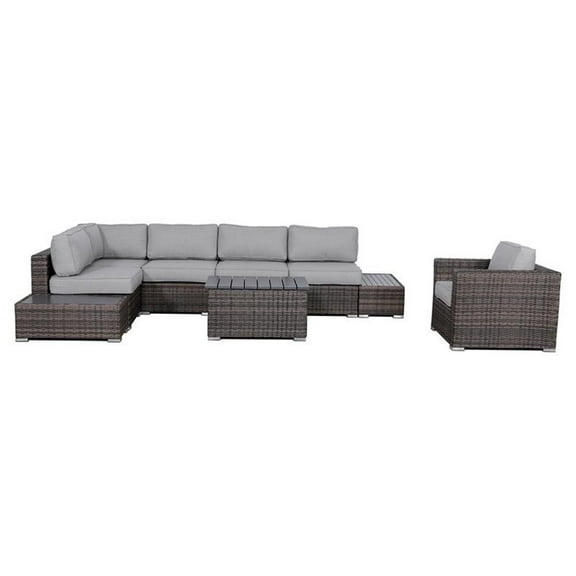Living Source International 9-Piece Sectional Set with Cushions in Espresso