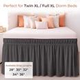 thumbnail image 5 of SGI Bedding Dorm Bed Skirt Full-XL 32 Inch Drop – No Lift Easy Install Wrap Around, Extra Long Elastic Dust Ruffle, Wrinkle & Fade Resistant Microfiber, College Dorm Bedskirt Dark Grey, 5 of 8