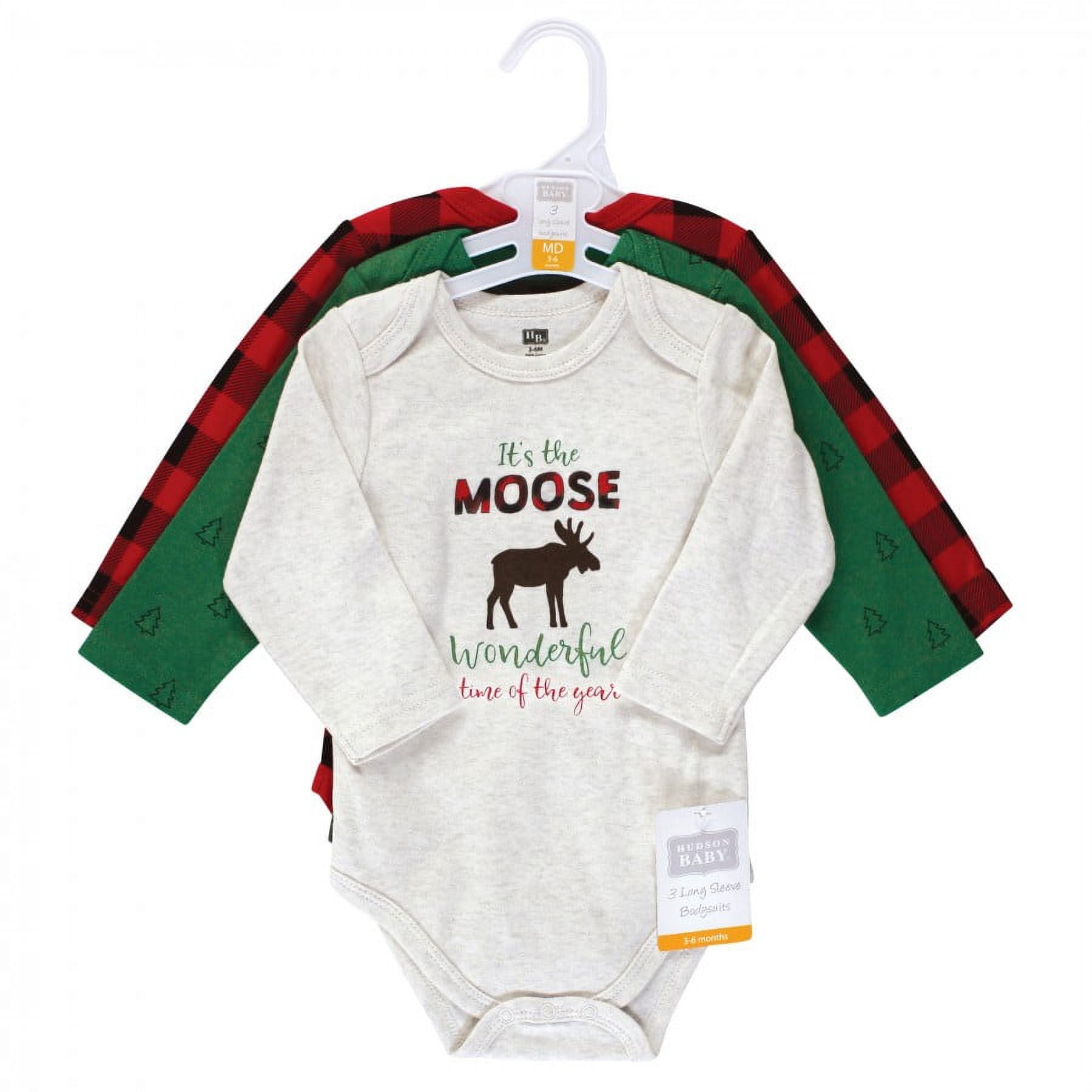 Hudson Baby Cotton Long-Sleeve Bodysuits, 3- Pack, Newborn- 24 Months