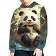 thumbnail image 5 of Xoenoiee Cartoon Panda Print Pullover Hoodies Hooded Sweater for Kids Long Sleeve Tops Loose Sportwear with Front Kangaroo Pocket Fall Winter Athleticwear for Workout Travel, M, 5 of 7