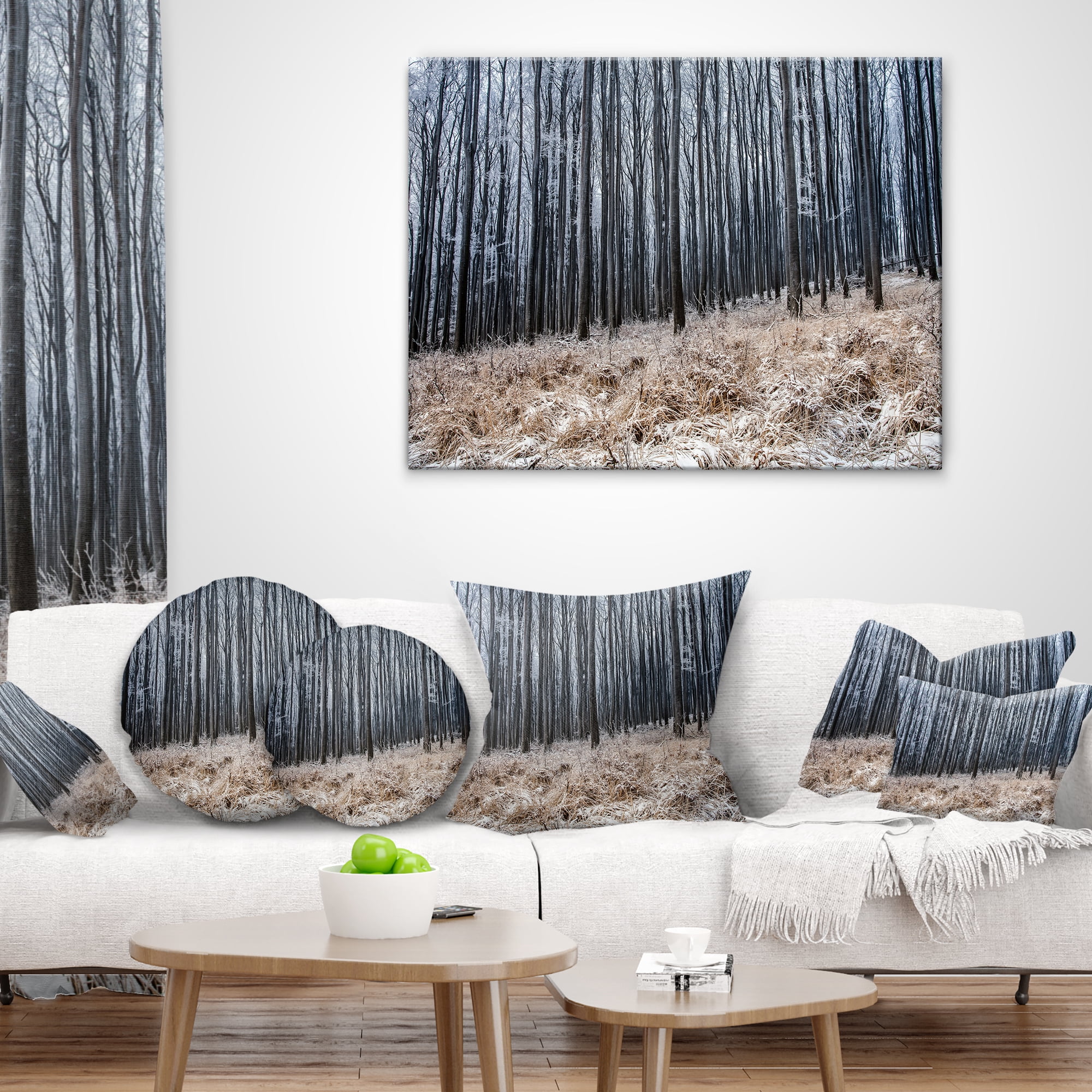 Designart Moody Cold Forest with Thick Woods - Forest Throw Pillow - 12x20