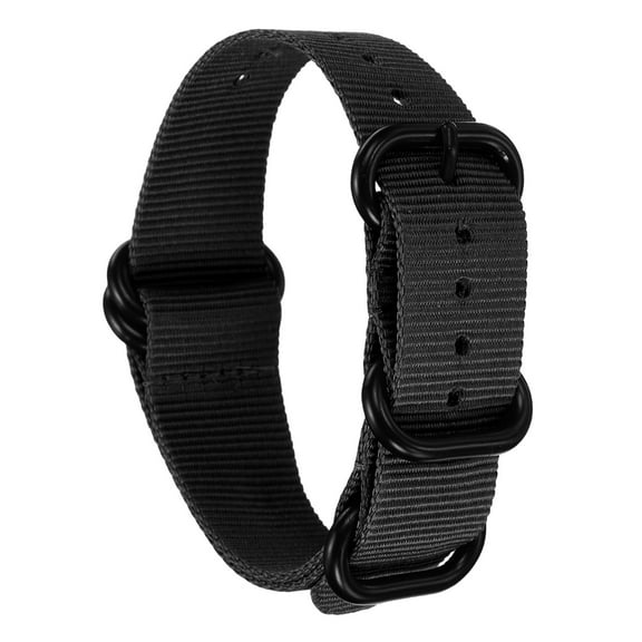 Uxcell Nylon Watch Band 20mm Single Pass Watch Straps Replacement Bands for Men Women with Flat Round Buckle, Black (26.5mm)