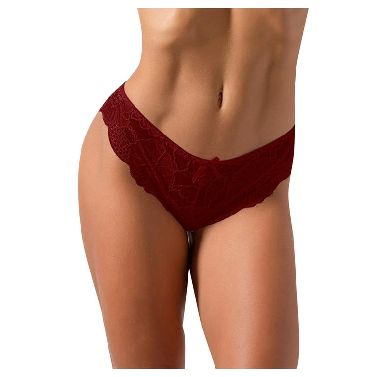 Pimfylm Seamless Thongs For Women Women's High-Waisted Panties,  Moisture-Wicking Cotton Briefs, High-Rise Underwear Red X-Large 