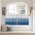 thumbnail image 3 of Haze Blue White Ombre Tier Curtains, Vintage Gradient Striped Aesthetics Light Filtering Kitchen Curtains, 2Pcs Rod Pocket Half Window Treatments Panels for Sink Cafe Cabinet Camper 27.5x24 Inches, 3 of 9