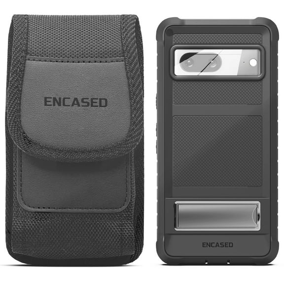 Encased 2-in-1 Set for Google Pixel 7 Belt Case with Holster Clip Phone Pouch and Shockproof Case with Kickstand