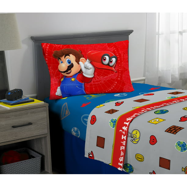Super Mario Odyssey Kids Soft, Red Twin Bed Sheet Sets