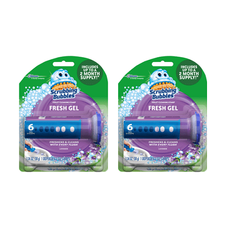 Scrubbing Bubbles Flushable Wipe - (2 pack) Scrubbing Bubbles Fresh Gel Toilet Cleaning Stamp, Lavender, Dispenser with 6 Stamps