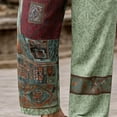 thumbnail image 4 of Tsivenald Linen Pants Men Wide Leg Resort Leisure Trousers Retro Patchwork Ethnic Pattern Wrinkle Resistant Side Pocket Mens Beach Bottoms, 4 of 5